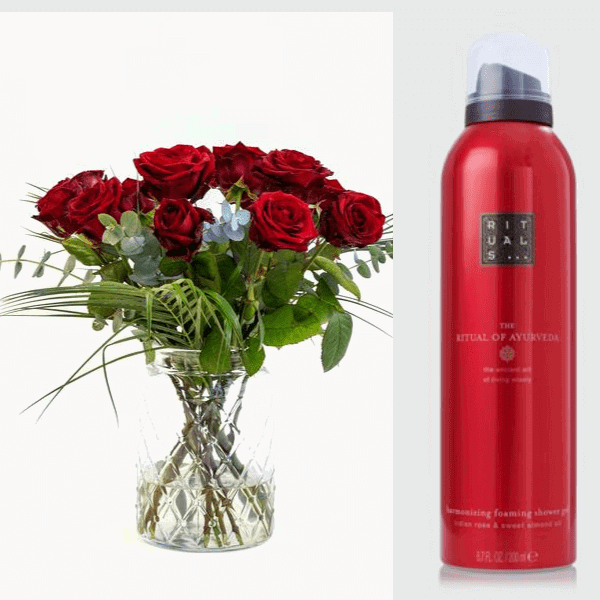 Bouquet Red Roses X Rituals Ayurveda Foaming Showergel